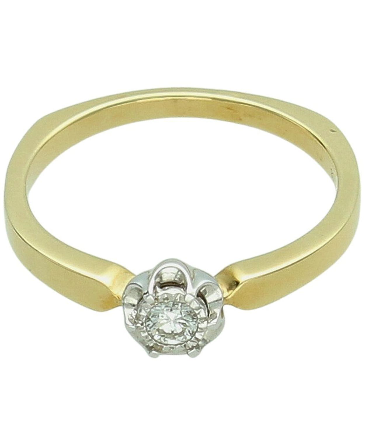 Pierścionek złoty z diamentem 0,08 ct  Złoto 585  Klasyczna korona pr 585.jpg